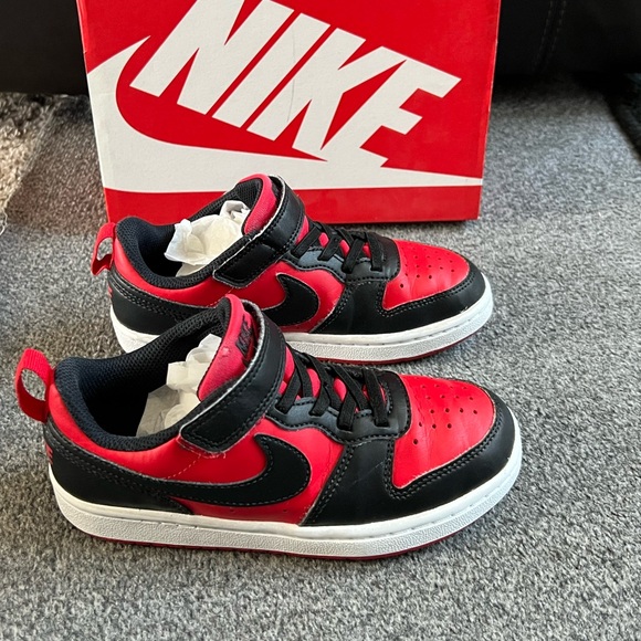 Nike Kids Borough Low Recraft in Black Red Black and Red Sneakers - Picture 3 of 12